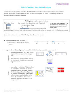 Math Teaching for Learning: Ways We Use Fractions