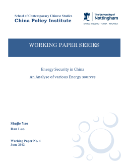 Energy Security in China An Analyse of various Energy sources
