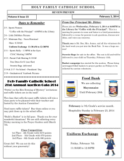 Dates to Remember ********************************** Holy Family