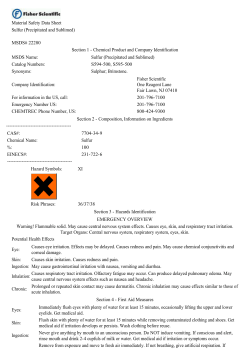 Material Safety Data Sheet Sulfur (Precipitated and Sublimed