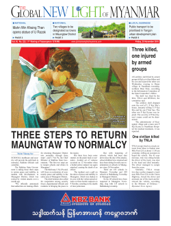 Three sTeps To reTurn MaungTaw To norMalcy