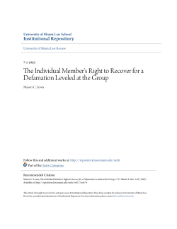 The Individual Member`s Right to Recover for a Defamation Leveled
