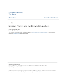 Sums of Powers and the Bernoulli Numbers - The Keep