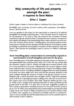 Holy Community of life and property amongst the poor: A response