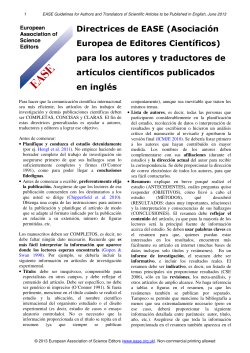 Directrices de EASE (Asociaci&oacute;n Europea de Editores Cient&iacute;ficos