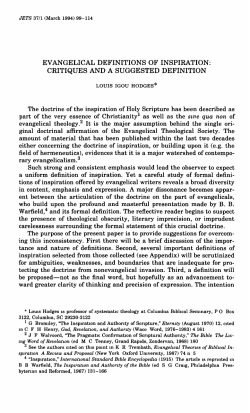 EVANGELICAL DEFINITIONS OF INSPIRATION