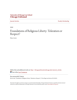 Foundations of Religious Liberty: Toleration or