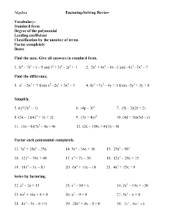 the Algebra Factoring Test Review with Answers