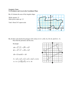 Geometry Notes 9-4 Perimeter and Area in the Coordinate Plane Ex. 1
