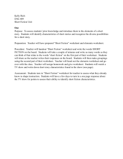 Kelly Rich ENG 409 Short Fiction Unit One Purpose