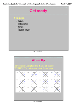 Factoring Quadratic Trinomials with leading coefficient not 1.notebook