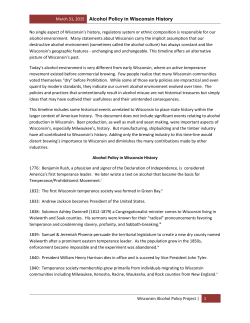 Alcohol Policy in Wisconsin History