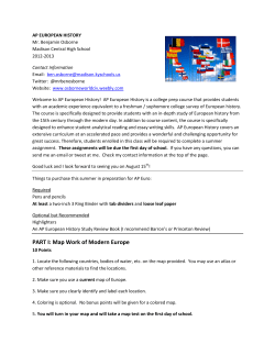 PART I: Map Work of Modern Europe
