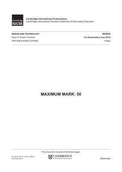 2015 Specimen Paper 2 Mark Scheme
