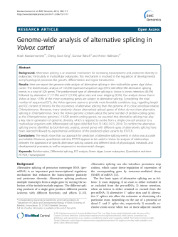 Genome-wide analysis of alternative splicing in Volvox carteri