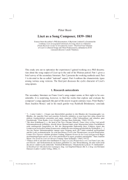 Liszt as a Song Composer, 1839&ndash;1861