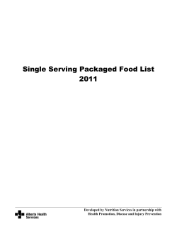 Single Serving Packaged Food List 2011