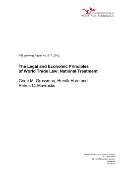 The Legal and Economic Principles of World Trade Law: National