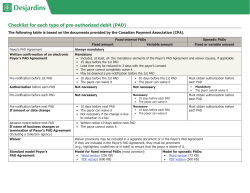 Checklist for each type of pre-authorized debit (PAD)