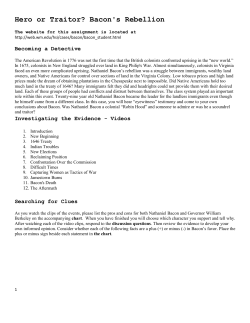 Hero or Traitor? Bacon`s Rebellion