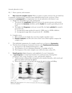 Acoustic phonetics review Ch. 7 Waves, spectra, and resonance 1