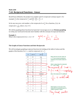 7.4A Reciprocal Functions