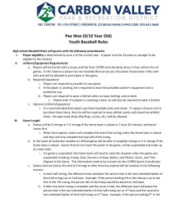 Pee Wee (9/10 Year Old) Youth Baseball Rules