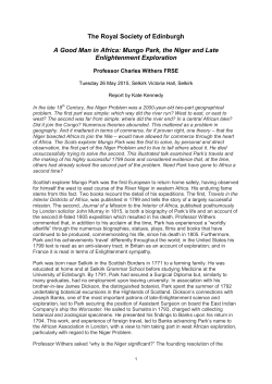 The Royal Society of Edinburgh A Good Man in Africa: Mungo Park