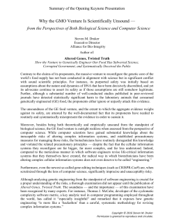 Summary - GMO Symposium 2016