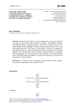 Culturally, Historically Communicating the Yoruba`s
