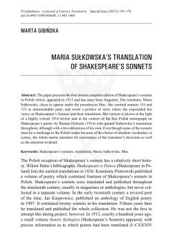 maria sułkowska`s translation of shakespeare`s sonnets