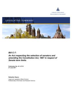 Bill C-7: An Act respecting the selection of senators and amending