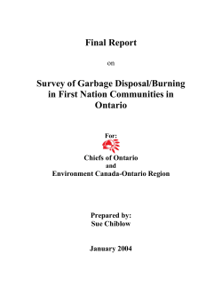 final report on survey of garbage disposal/burning