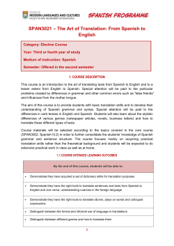 SPAN3021 &ndash; The Art of Translation: From Spanish to English