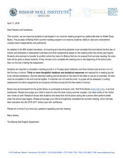 2016-17 Summer Reading Assignments - Freshmen