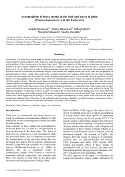 Accumulation of heavy metals in the fruit and leaves of plum (Prunus
