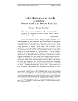 Labor Regulation as Family Regulation: Decent Work and Decent