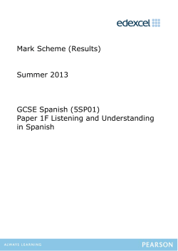 Mark Scheme (Results) Summer 2013 GCSE Spanish (5SP01