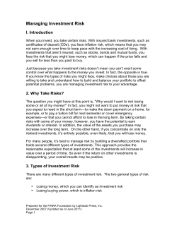 Managing Investment Risk - Lawrence Public Library