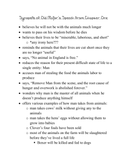 Synopsis of Old Major`s Speech