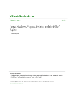 James Madison, Virginia Politics, and the Bill of Rights