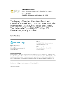 The Legacy of Genghis Khan: Courtly Art and Culture in Western