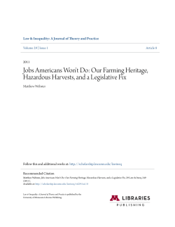 Our Farming Heritage, Hazardous Harvests, and a Legislative Fix