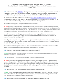 Preventing Eating Disorders in College Transition Tweet Chat