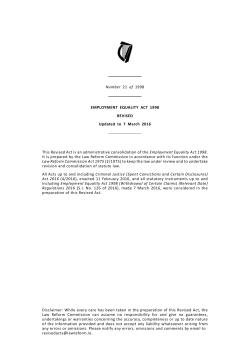 Number 21 of 1998 EMPLOYMENT EQUALITY ACT 1998 REVISED