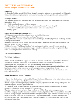 TMC TOURS MOUNT MORGAN Mount Morgan History