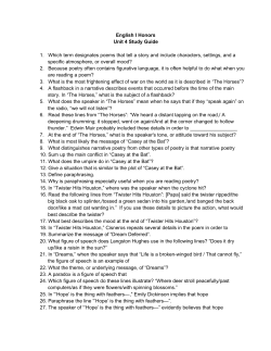 English I Honors Unit 4 Study Guide 1. Which term designates