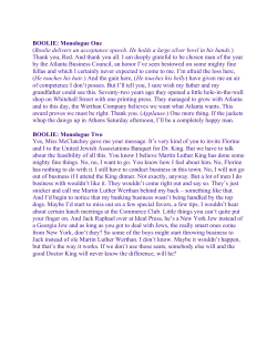BOOLIE: Monologue One (Boolie delivers an acceptance speech