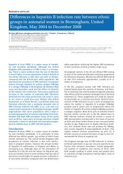 Differences in hepatitis B infection rate between