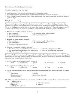 Part I: Questions from the first part of the course True